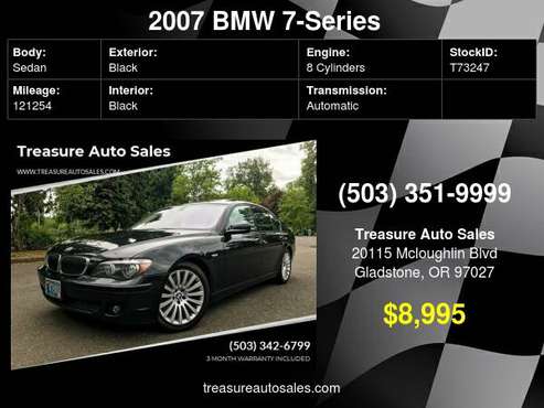 2007 BMW 7-SERIES 750Li 4DR LUXURY SEDAN 2006 2008 2009 - cars &... for sale in Gladstone, WA