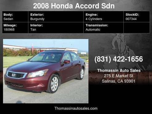 2008 Honda Accord Sdn 4dr I4 Auto EX-L - cars & trucks - by dealer -... for sale in Salinas, CA