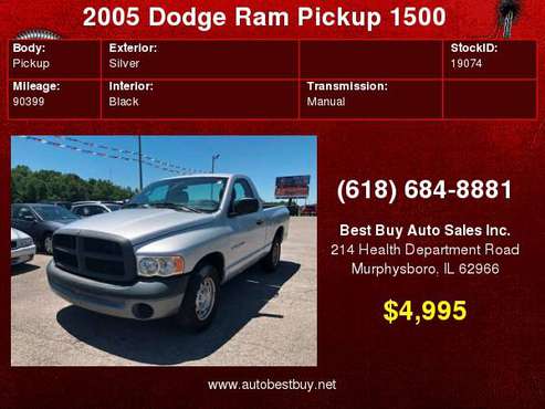 2005 Dodge Ram Pickup 1500 ST 2dr Regular Cab Rwd SB Call for Steve... for sale in Murphysboro, IL