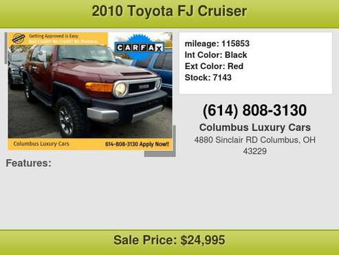 2010 Toyota FJ Cruiser 4WD 4dr Auto $999 DownPayment with credit... for sale in Columbus, OH