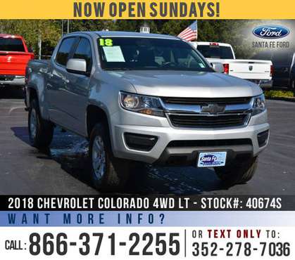 *** 2018 CHEVROLET COLORADO 4WD LT *** Onstar - Bluetooth - Cruise -... for sale in Alachua, GA
