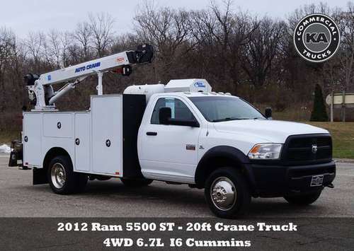 2012 Ram 5500 ST 4x4 - 20ft Crane Truck - 4WD 6.7L I6 Cummins... for sale in Dassel, MN