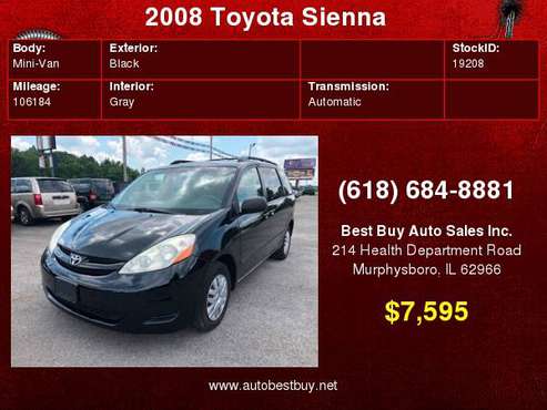 2008 Toyota Sienna LE 7 Passenger 4dr Mini Van Call for Steve or Dean for sale in Murphysboro, IL
