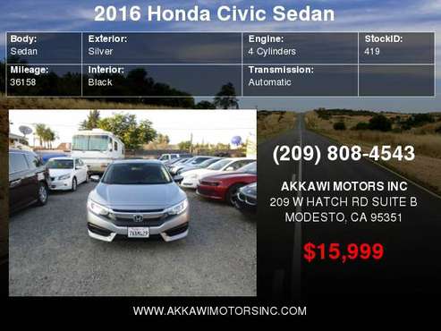 2016 Honda Civic Sedan 4dr CVT EX for sale in Modesto, CA