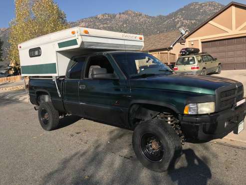 1998 Dodge Ram 2500 24V Cummins Diesel 4x4 w/ pop-up truck bed camper for sale in Buena Vista, CO
