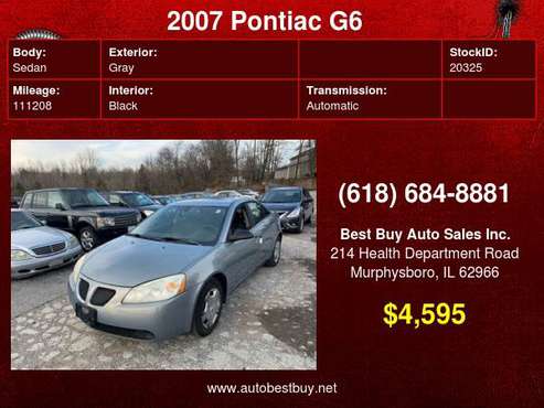 2007 Pontiac G6 Value Leader 4dr Sedan w/1SV Call for Steve or Dean for sale in Murphysboro, IL