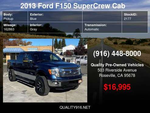 2013 Ford F150 SuperCrew Cab XLT Pickup 4D 5 1/2 ft SE ACEPTA ITIN -... for sale in Roseville, NV