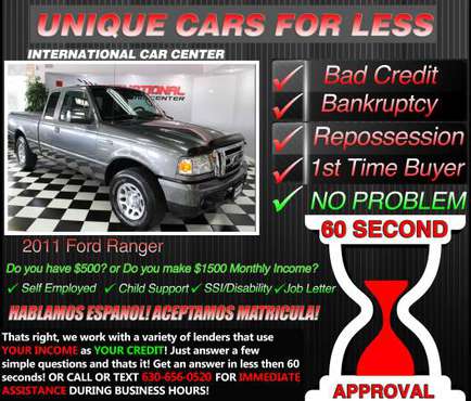 2011 Ford Ranger Bad Credit ? W/ $1500 Monthly Income OR $500 DOWN -... for sale in Lombard, IL