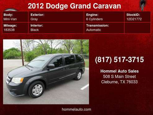 2012 Dodge Grand Caravan 4dr Wgn SE - - by dealer for sale in Cleburne, TX