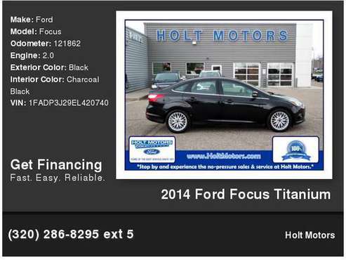 2014 Ford Focus Titanium - - by dealer - vehicle for sale in Cokato, MN