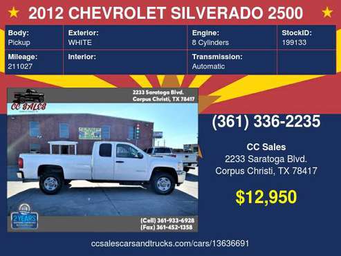 2012 CHEVROLET SILVERADO 2500 HEAVY DUTY - cars & trucks - by dealer... for sale in Corpus Christi, TX