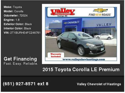 2015 Toyota Corolla LE Premium - cars & trucks - by dealer - vehicle... for sale in Hastings, MN
