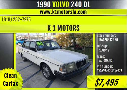 1990 VOLVO / 240DL / WHITE / SUPER CLEAN / LOW MILEAGE / MUST SEE -... for sale in Los Angeles, CA