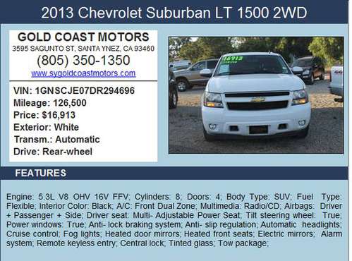 2013 Chevrolet Suburban 1500 LT Sport Utility 4D for sale in Santa Ynez, CA
