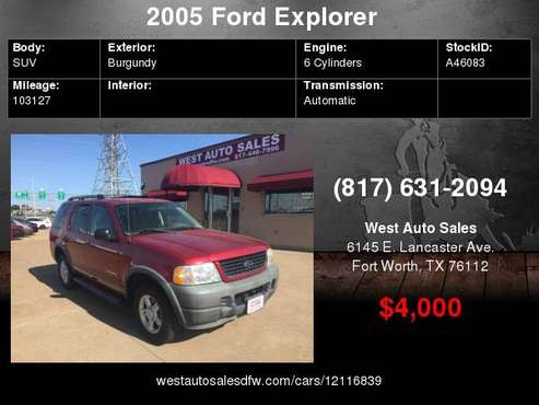 2005 Ford Explorer 4dr XLS 4000 Cash Cash / Finance for sale in Fort Worth, TX