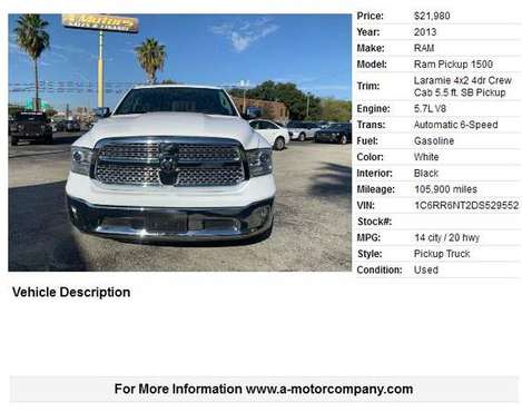 2013 RAM RAM PICKUP 1500 LARAMIE - cars & trucks - by dealer -... for sale in San Antonio, TX