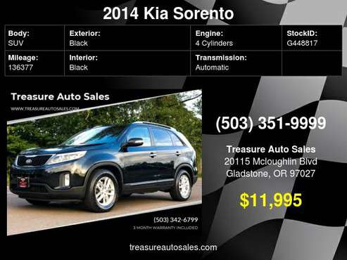 2014 KIA SORENTO LX 4DR SPORT UTILITY SUV 2013 2015 2016 - cars &... for sale in Gladstone, OR