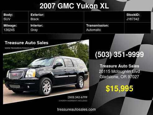 2007 GMC YUKON XL 6.2L DENALI AWD 4DR 3RD ROW SUV 2006 2008 2009 -... for sale in Gladstone, OR