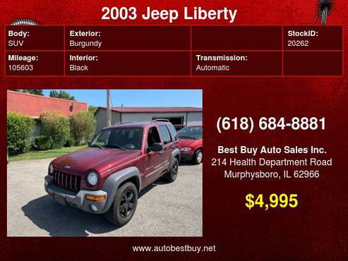 2003 Jeep Liberty Sport 4dr 4WD SUV Call for Steve or Dean - cars &... for sale in Murphysboro, IL