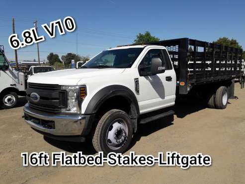 2018 FORD F550 16ft STAKE FLATBED WITH LIFTGATE 6 8L V10 MILES for sale in San Jose, OR