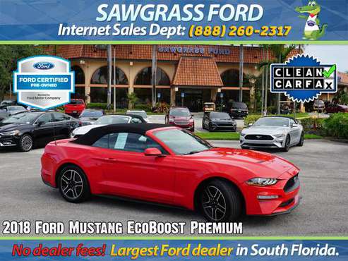 100k mi. warranty -2018 Ford Mustang EcoBoost Premium - Stock # 99538L for sale in Sunrise, FL