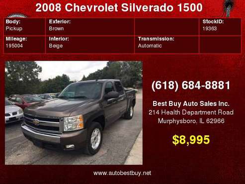 2008 Chevrolet Silverado 1500 LT1 4WD 4dr Crew Cab 5.8 ft. SB Call... for sale in Murphysboro, IL