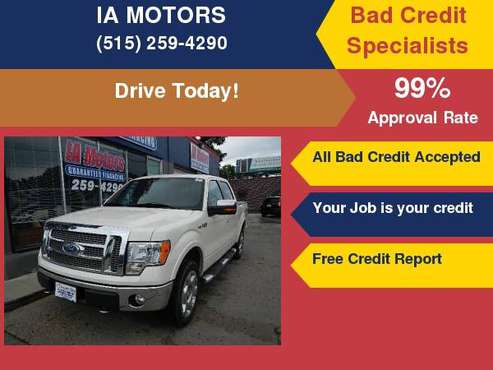 2009 FORD F-150 4WD CREW LARIAT *FR $499 DOWN GUARANTEED FINANCE... for sale in Des Moines, IA