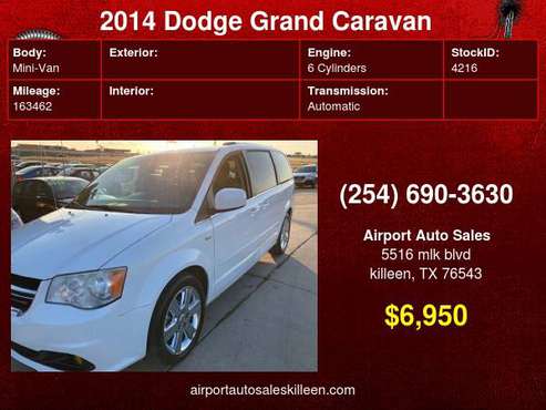 2014 Dodge Grand Caravan 4dr Wgn SXT - cars & trucks - by dealer -... for sale in Killeen, TX