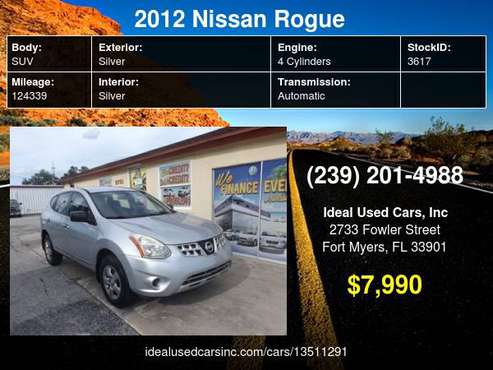2012 Nissan Rogue FWD 4dr S with Body-color grille - cars & trucks -... for sale in Fort Myers, FL