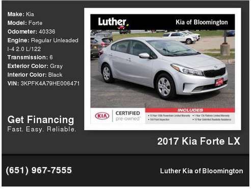 2017 Kia Forte LX - - by dealer - vehicle automotive for sale in Bloomington, MN