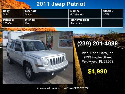 2011 Jeep Patriot FWD 4dr Sport with Body color grille for sale in Fort Myers, FL