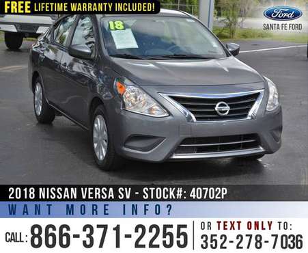 ‘18 Nissan Versa SV *** Bluetooth, Keyless Entry, USB Port *** -... for sale in Alachua, FL
