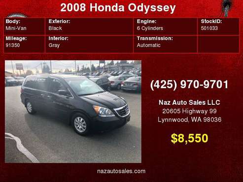 2008 Honda Odyssey EX-L W/BACK UP CAMERA for sale in Lynnwood, WA
