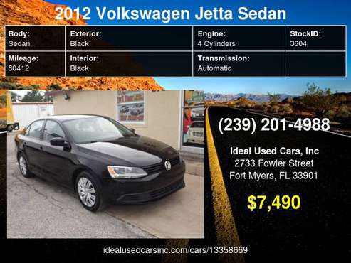 2012 Volkswagen Jetta Sedan 4dr Auto S with Immobilizer... for sale in Fort Myers, FL