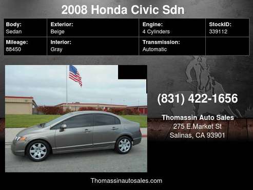 2008 Honda Civic Sdn 4dr Auto LX - - by dealer for sale in Salinas, CA