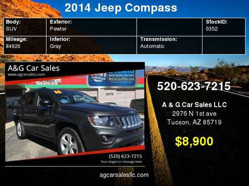 2014 Jeep Compass Sport 4x4 4dr SUV for sale in Tucson, AZ
