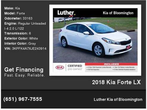 2018 Kia Forte LX - - by dealer - vehicle automotive for sale in Bloomington, MN
