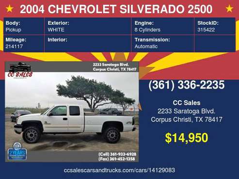 2004 CHEVROLET SILVERADO 2500 HEAVY DUTY - - by dealer for sale in Corpus Christi, TX