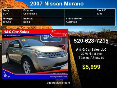 2007 Nissan Murano SL 4dr SUV for sale in Tucson, AZ