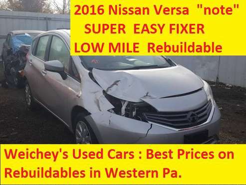 2016 Nissan Versa Note LOW MILE E- Z FIX Rebuildable - cars & trucks... for sale in Fenelton, PA