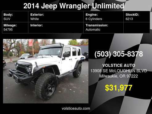 2014 Jeep Wrangler Unlimited 4X4 4dr Altitude *WHITE* 54K LIFTED... for sale in Milwaukie, OR