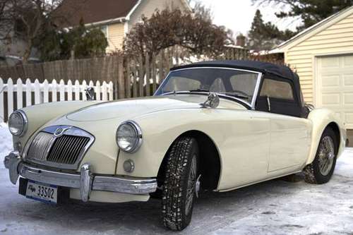 1958 White MG MGA Convertible Off White Color w/Red Interior - cars for sale in Minneapolis, MN