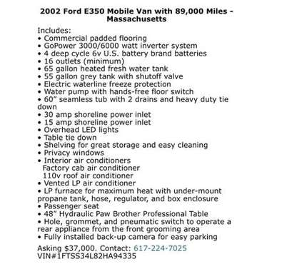 2002 ford E350 mobile van - cars & trucks - by owner - vehicle... for sale in Bourne, RI