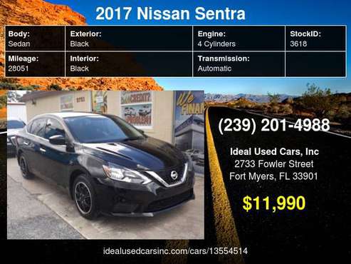 2017 Nissan Sentra SR CVT with Front-Wheel Drive - cars & trucks -... for sale in Fort Myers, FL