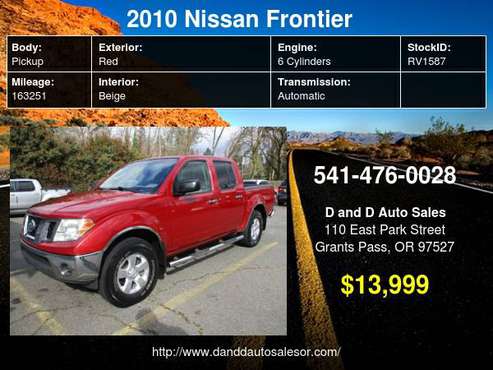 2010 Nissan Frontier 4WD Crew Cab SWB Auto PRO-4X D AND D AUTO for sale in Grants Pass, OR