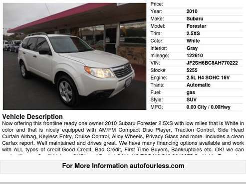 2010 Subaru Forester 2 5XS - - by dealer - vehicle for sale in Fremont, CA
