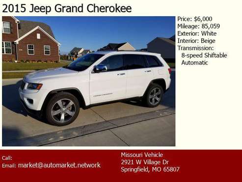 2015 Jeep Grand Cherokee White for sale in Dallas, KS