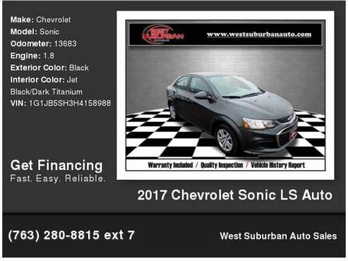 2017 Chevrolet Chevy Sonic LS Auto - cars & trucks - by dealer -... for sale in Buffalo, MN
