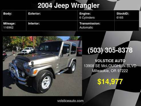 2004 Jeep Wrangler Sahara 4X4 *SILVER* AUTO HARDTOP 116K NICE ! -... for sale in Milwaukie, OR