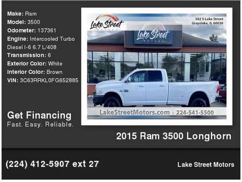 2015 Ram 3500 Longhorn - - by dealer - vehicle for sale in Grayslake, IL